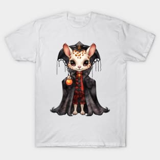 Cartoon Giraffe in Dracula Costume T-Shirt